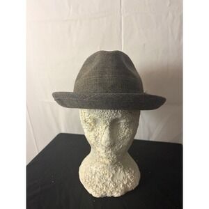 Stevens Fedora Hat Mens 7 1/8 Brown Plaid‎ Feather Accent Vintage Style